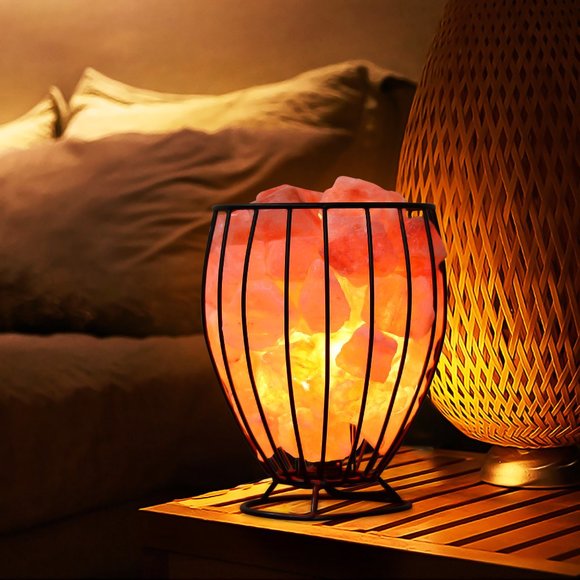 Himalayan Pink Salt Lamp-  Metal Casing- comes with dimmer switch-gift idea - Picture 2 of 4